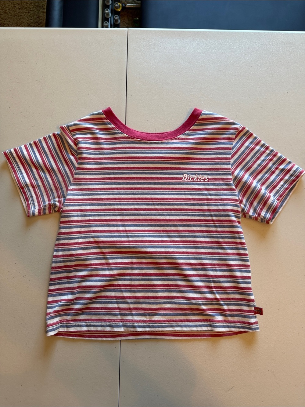 Dickies Kids Red, White, and Blue Striped Crewneck Tee